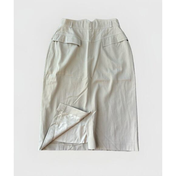 Vintage Escada by Margaretha Ley Pencil Skirt Beige Sz 42 High-Rise 100% Wool 6 - Picture 2 of 8